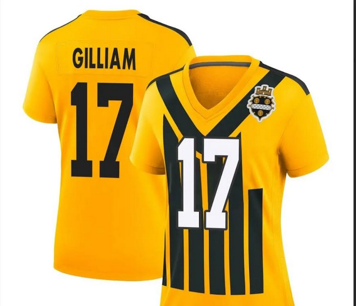Women 2025 Pittsburgh Steelers #17 Gilliam Yellow Throwback Nike Limited NFL Jersey->pittsburgh steelers->NFL Jersey